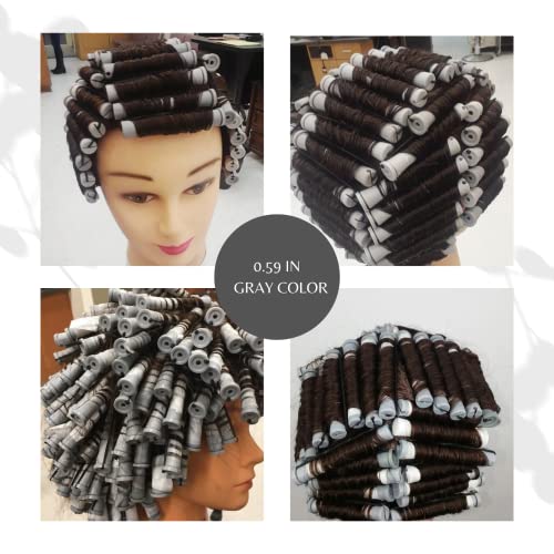 60pcs Perm Rods Hair Rollers Small 0.59in Curlers Gray