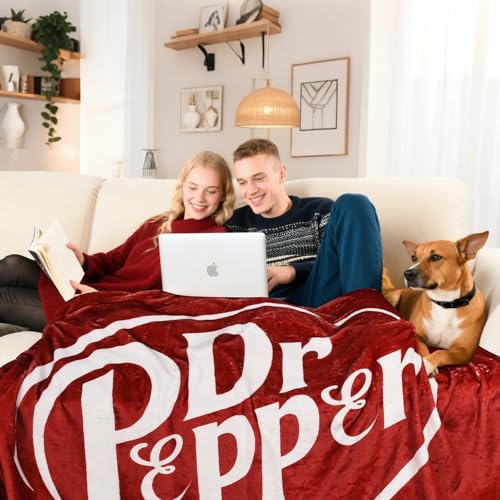 Dr Pepper XL Fleece Blanket 80”x60” - Soft Throw for Fans
