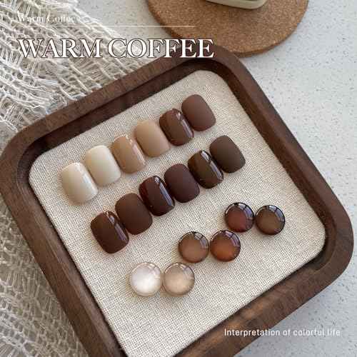 GAOY 16ml 6 Colors Brown Gel Nail Polish Set, Winter Fall Beige Chocolate Caramel Gel Polish Kit, UV Light Cure for Nail Art DIY and Salon, Warm Coffee