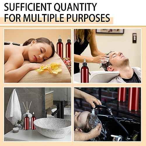 Barydat 12 Pcs Applicator Bottles for Hair, Squeeze Hair Oil Applicator Bottle Refillable Empty Plastic Bottles, Twist on Top Cap with Open Close Nozzle and 2 Funnels(8 oz,Amber)