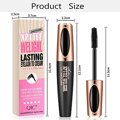 4D Silk Fiber Lash Mascara Extension Voluminous Fiber Mascara Waterproof & Smudge-Proof Mascara Long-Lasting No Flaking Natural No Clumping,All Day Exquisitely Full (1 Pack)