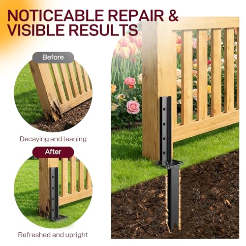 Goovilla Fence Post Repair Kit, 2-Piece Heavy Duty Anchor Stakes