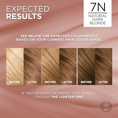 L’Oréal Paris Excellence Universal Nudes Permanent Hair Color, Ammonia Free Hair Dye for Gray Hair Coverage, 7N Natural Dark Blonde, 1 Hair Dye Kit