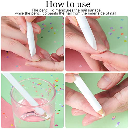 Maitys 2-in-1 White Nail Whitening Pencil Set with Cuticle Pusher (2 Pack)