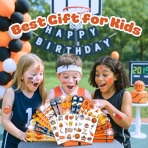 72PC Basketball Party Favor Set - Temporary Tattoos & Slap Bracelets