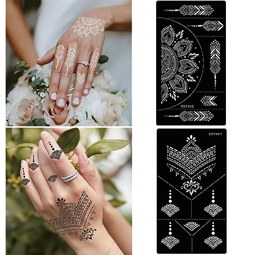 16 Sheets Reusable Henna Tattoo Stencils for Women