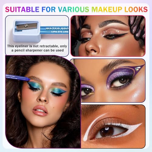 12-Color Eyeliner Pencil Set - Waterproof Matte & Metallic