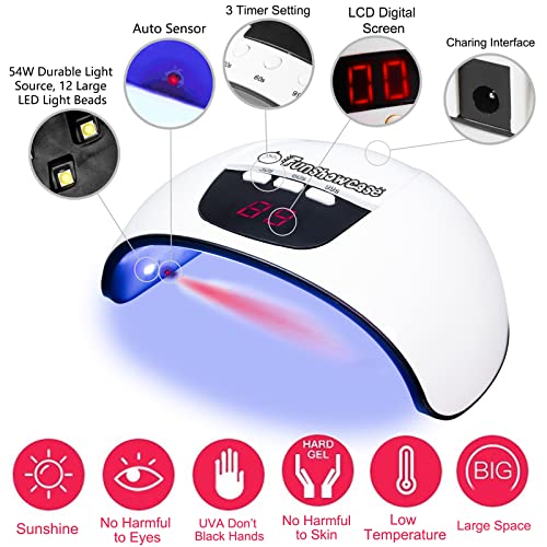 FUNSHOWCASE LED UV Lamp 54W Resin Curing Light, Jewelry Casting Kit, Gel Nail Polish, 3 Timer Setting, Auto Sensor, USB Powered