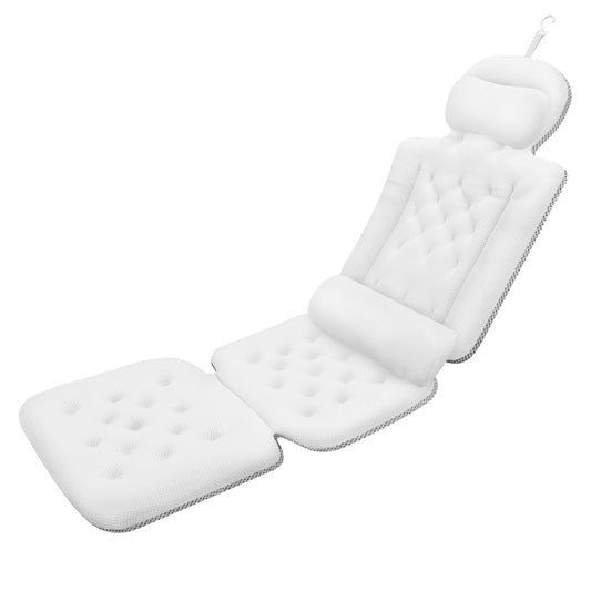 Luxury Full Body Bath Pillow for Bathtub - Bath Pillows Mat & Cushion for Bathtub Headrest Neck Shoulder Support White