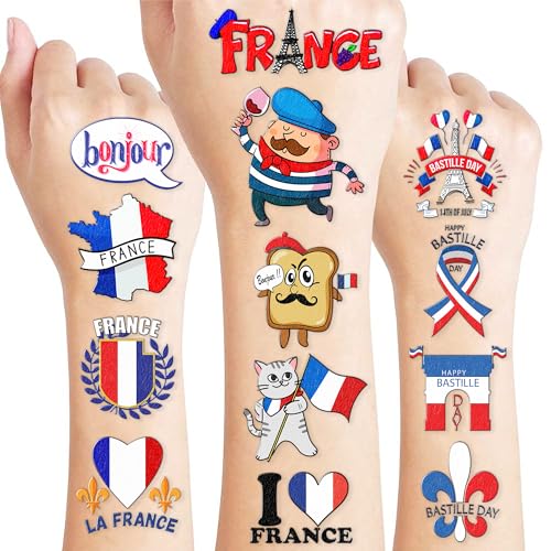 96 Pcs Paris Theme Pre-Cut Temporary Tattoos - Eiffel Tower Party Favors