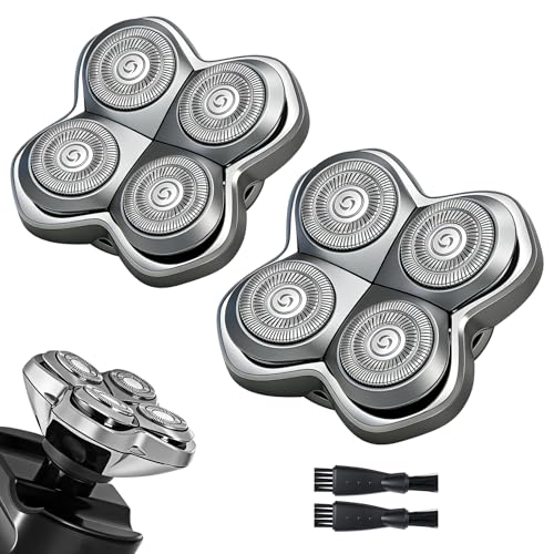 Pro 4 Shaver Replacement Heads Compatible with Skul Pitbulls Gold PRO, Silver PRO, Platinum PRO, Butterfly Kiss PRO Head Shavers, Floating 4 Heads for a Fast, Close and Smooth Shave (2 Pcs)