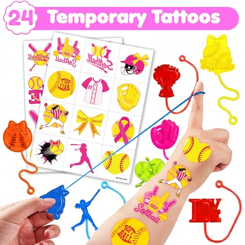 48Pcs Softball Party Favors - Stick Hands & Temporary Tattoos