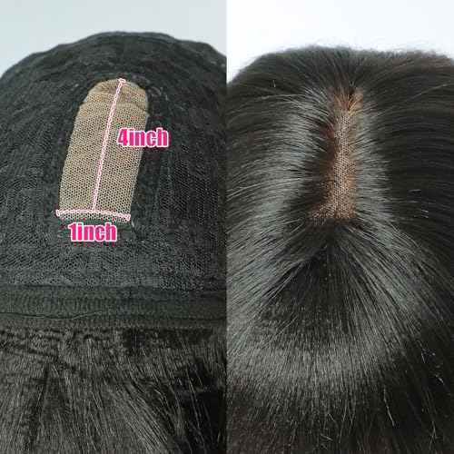 10 Inch Silky Straight Bob Wig Human Hair with Bangs Ready to Go Short Blunt Cut Black Wigs 1X4 HD Lace Closure 200% Density Bob Wigs with Breathable Cap for Women