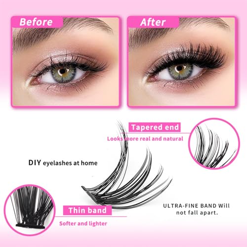 644PCS Lash Clusters Kit - DIY Eyelash Extensions 9-16MM with Bond & Tweezers