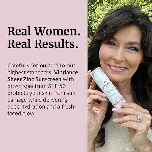 Vibriance Sheer Zinc Sunscreen - Tinted Sunscreen for Face SPF 50, Lightweight Facial Moisturizer with Niacinamide, Hyaluronic Acid - 1.7 fl oz