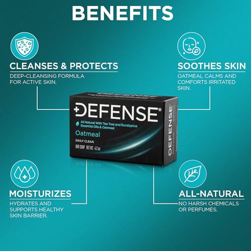 Defense Soap 5pk All Natural Oatmeal Bar Soap for Men | Made by Wrestlers with Tea Tree Oil & Eucalyptus Oil to Promote Healthy Skin