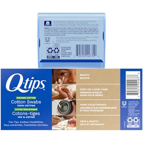 Q-tips Organic Cotton Swabs 400 Count + Travel-Size 30 Count - Gentle Baby & Beauty Care