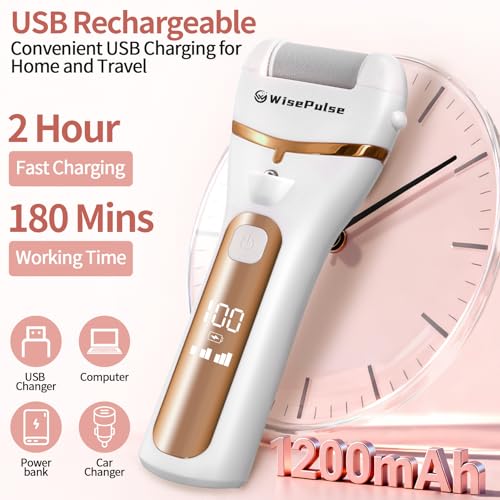 WisePulse Yellow Rechargeable Electric Foot Callus Remover 3-Speed 9-in-1 Pedicure Kit