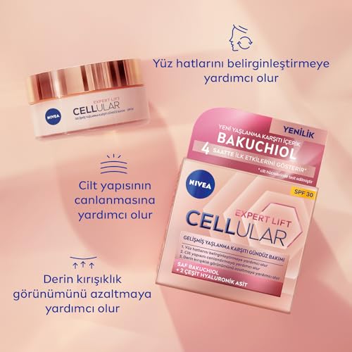 Nivea Hyaluron Cellular + Day Cream, SPF 30, Anti-Wrinkle, Firming Face Moisturizer for Elastic Skin