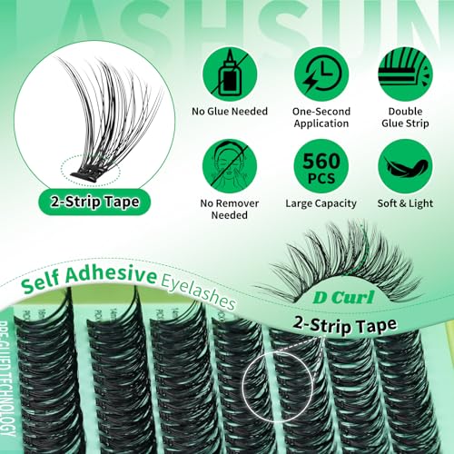 Self-Adhesive Lash Clusters Kit, 560pcs Individual Eyelashes
