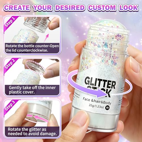 Red White Blue Holographic Glitter Stick Waterproof