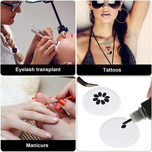 200 Pieces Disposable Plastic Glue Pad Transparent Flower Shape Pallet Pad Lash Holder Tray Tools Pigment Holder Base for Eyelash Extension