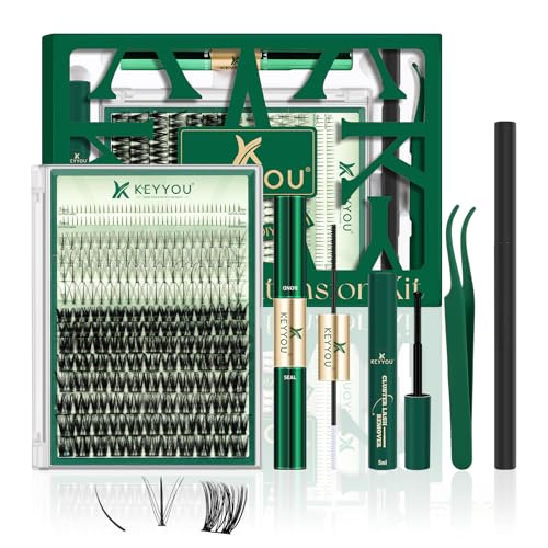 KEYYOU Lash Extension Kit - DIY Clusters with Bond, Seal & Remover