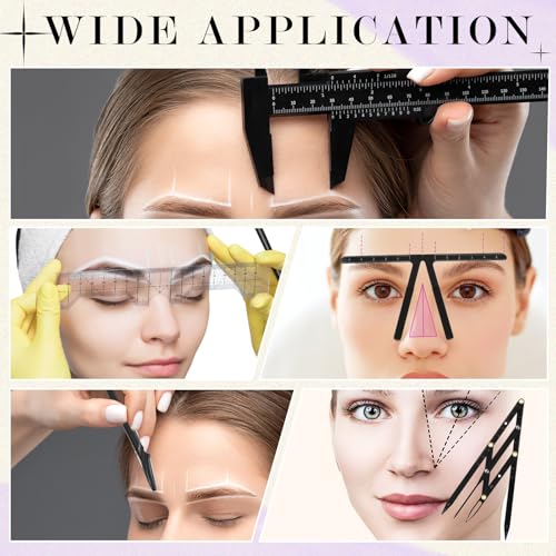Eyebrow Mapping Kit - 11 Pc Shaping Tool Set with Calipers
