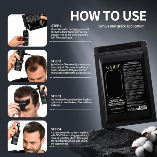 SEVICH Hair Fibers Refill 100g Dark Brown for Thinning Hair | Instant Thickening Powder