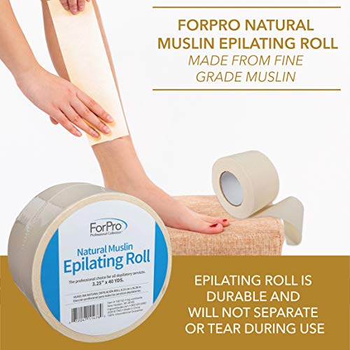 ForPro Professional Collection Natural Muslin Epilating Roll, Tear-Resistant, for Hair Removal, 3.25¡± W x 40 Yds