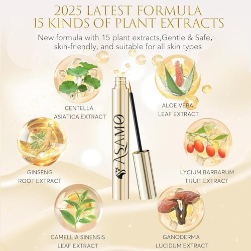 Eyelash Growth Serum ? 15 Plant Extracts for Longer, Denser & Robust Lashes, Boosts Natural Lash Development, Enhances Natural Beauty, Hypoallergenic & Oil Free(Bright Gold)