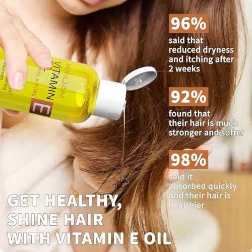 MAYJAM Organic Vitamin E Oil 50,000 IU for Skin, Pure & Natural Vitamine oils for Scars Hair, Face, Nail, Scalp Bath and Body Oil, Tocopherol to Repair Damaged Skin, Moisturizing Dry Skin, 4 Fl Oz