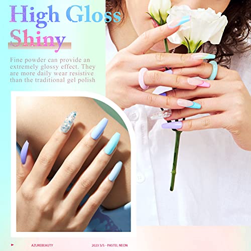 AZUREBEAUTY 42 Pcs Dip Powder Nail Starter Kit - Bright Pastel Neon Colors
