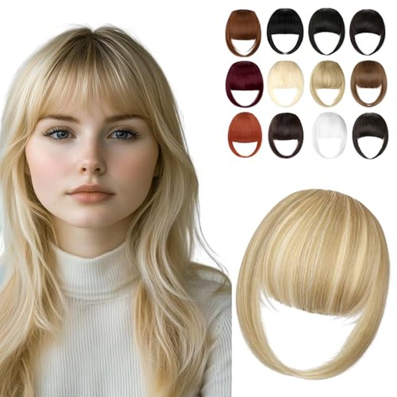 Clip-In French Bangs for Women - Light Blonde Synthetic Hair Extensions