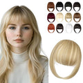 Clip-In French Bangs for Women - Light Blonde Synthetic Hair Extensions