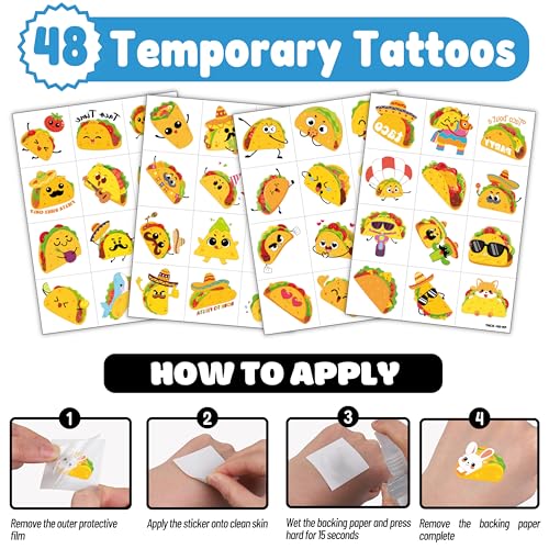 Taco Party Favors 72-Piece Set - Balloons & Tattoos