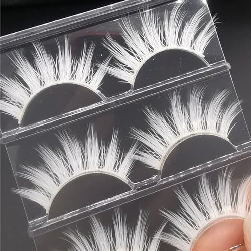 White False Eyelashes - Natural 3 Pairs Handmade Lashes