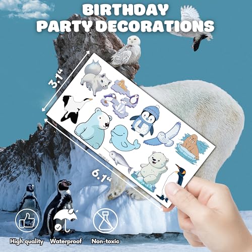 100 Polar Animal Temporary Tattoos for Kids