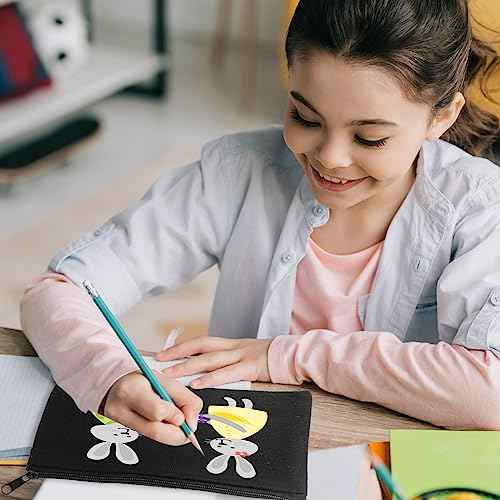 Fainne 100 Pack Canvas Makeup Bags Bulk 7.1 x 4.3 Inch Blank DIY Craft Canvas Pencil Pouch Pencil Case Multi Purpose Travel Toiletry Zipper Pouch Cosmetic Bags for Stationary Storage(Black)