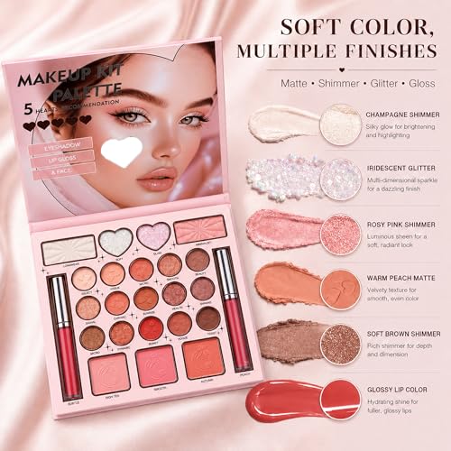All-In-One Makeup Palette - Eyeshadow, Blush & Lip Gloss Kit