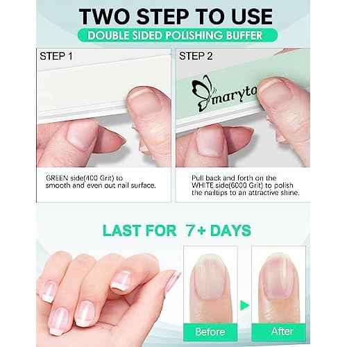 Maryton Nail Buffer and Shine Kit - 10pcs Nail Shine Buffer Blocks for Natural Nails Polisher Fingernail Buffer Buffing File 400 6000 Grit