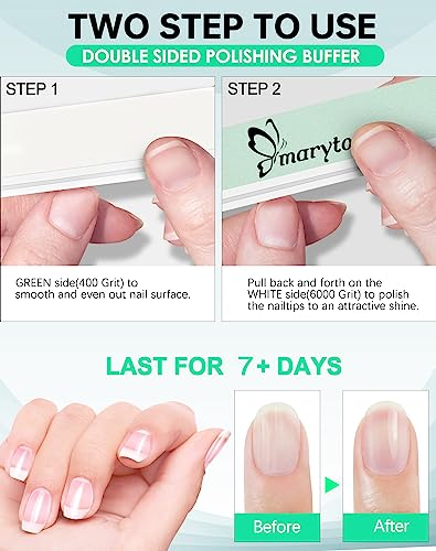 Maryton Nail Buffer 10PCS - Professional Shine Nail Files for Natural Nails, 400/6000 Grit
