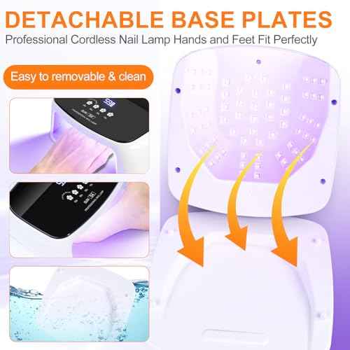 UV Nail Lamp, 288W 8 Hours Super Long-Lasting 15600mAh Professional Cordless UV LED Lamp for Nails 66Pcs Lamp Beads Automatic Sensor Gel Nail uv Light for Nail Art at Home and in Salons Gold