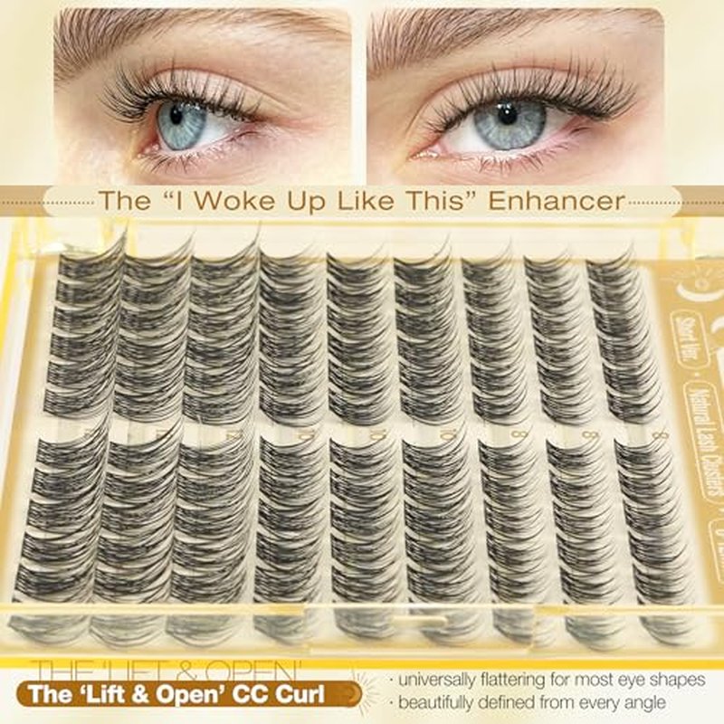8-12MM Natural Cluster Lashes Clear Band Wispy Eyelash Extensions