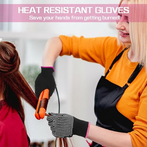 Heat Resistant Styling Gloves with Silicone Grip - 2 Pack