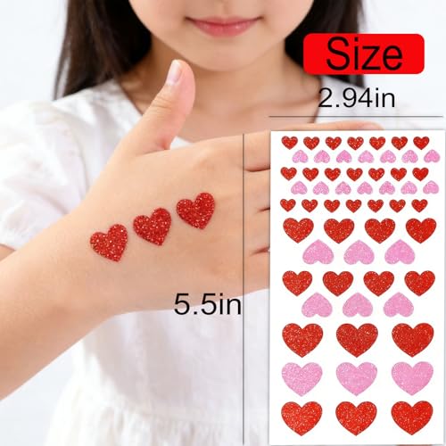 116 Pcs Valentine's Day Face Stickers Glitter Heart