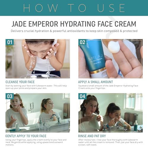 MILAJ Jade Emperor Hydrating Face Cream | Lightweight Moisturizer to Brighten, Refine, and Nourish Skin | Clean Skincare for Kids and Teens Ages 5-15
