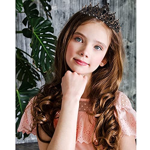 Black Gothic Rhinestone Crown Tiara for Women