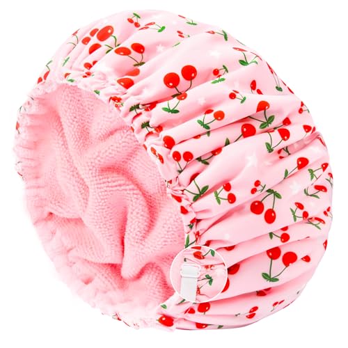 Waterproof Shower Cap for Women | Terry Lined, Adjustable, Reusable