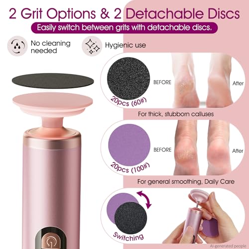 Bicboz Electric Foot Callus Remover - Rechargeable Pedicure File & 40 Discs